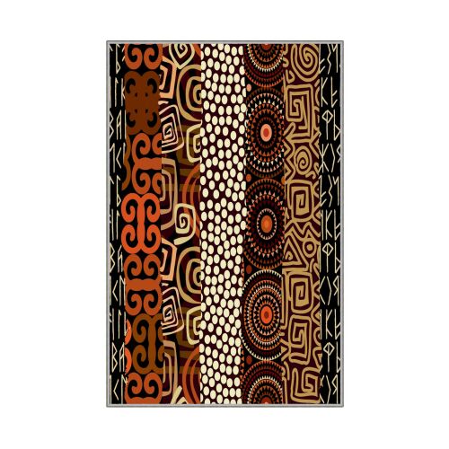 Conceptum Hypnose Carpet 120 x 180 Multicolor Hmnt11, felülnézet absztrakt törzsi mintás szőnyegről fehér alapon - Szőnyeg
