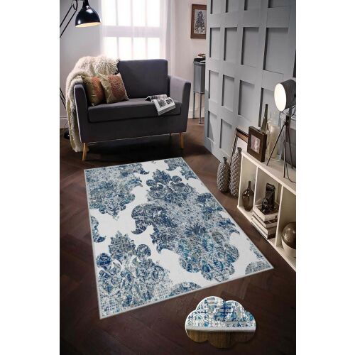 Conceptum Hypnose szőnyeg (80 x 120) Multicolor Hmnt220 modern nappaliban, szürke kanapéval és fapadlóval - Lakástextil