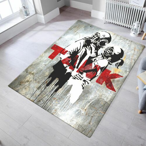 Conceptum Hypnose előszoba szőnyeg (80x150) Multicolor Debar Banksy ihlette grafikával, antibakteriális és csúszásmentes, modern előszoba környezetben - Szőnyeg