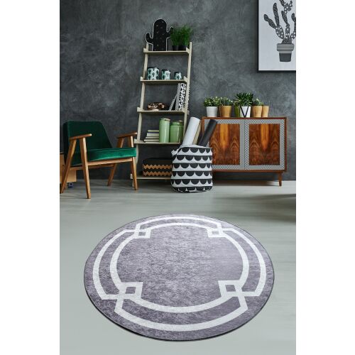 Conceptum Hypnose Carpet 100 cm szürke fehér Perla DJT kerek szőnyeg modern nappaliban - Conceptum Hypnose