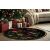 Conceptum Hypnose Carpet 100x100 Multicolor Crp-Yrlk26-19, közelkép egy kerek karácsonyi témájú szőnyegről ünnepi díszekkel és hópelyhekkel sötét háttérrel, nappali környezetben karácsonyfa alatt