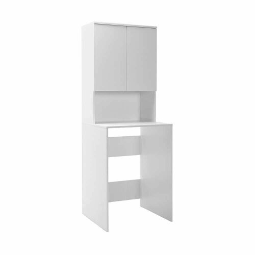 Hanah Home Mosógépszekrény Fehér Adr-482-Bb-1, 3/4-es szögben, fehér háttérrel - Fürdőszoba bútor