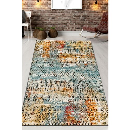 Conceptum Hypnose Hypnose Hall Carpet (100 x 150) Multicolor Wong, egy élénk mintás szőnyeg esztétikus környezetben, amely bemutatja gazdag textúráját és designját. 
