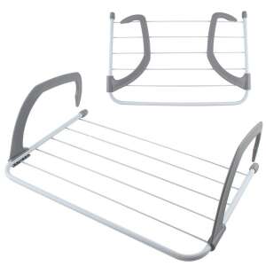 Biały suszarka do ubrań na drzwi z 5 prętami i szarymi haczykami - Suszarka do ubrań