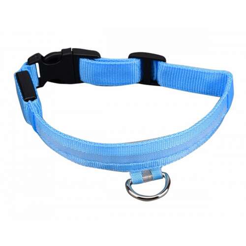 Blue LED dog collar, AG232A, 34-42cm, safety, visibility, night walking