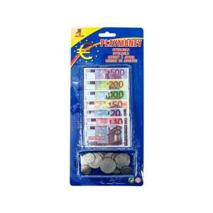 Playmoney Euro Play Money Set, pretend money for kids, includes bills and coins, great for pretend play and learning about money - Shop Playset, Shopping