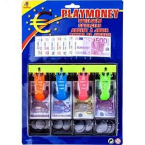 Playmoney Euro cash register with 120 pieces of play money, including bills and coins, for kids to play shop and learn about money - Shop Playset, Shopping