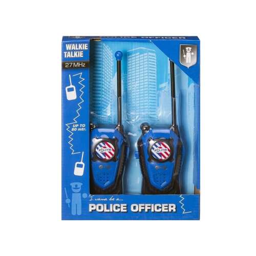 Rendőrségi adóvevő készlet; 27 MHz frekvencián; fekete-kék walkie-talkie 