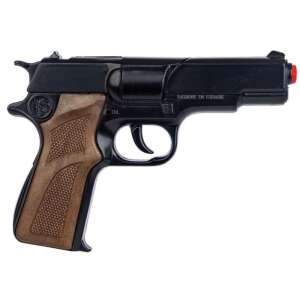 Pistol de jucărie Astra cu cartușe, pistol de jucărie negru cu mâner din lemn, 15 cm - Arme de jucărie, gloante