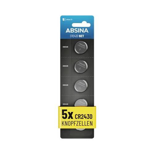 Absina CR2430 3V lítium gombelem 5 darabos kiszerelésben, bliszter csomagolásban - Elem