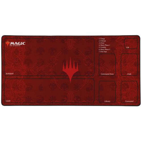 Konix XL Battlefields Magic The Gathering egérpad, piros MTG játékszőnyeg játékzónákkal és logóval, 70x35cm, optimalizálva a pontos egérvezérléshez, tartós a játékokhoz - Fan Gaming termék