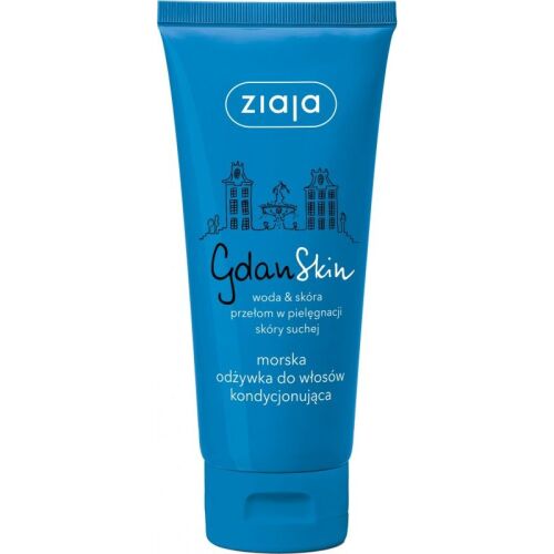 Ziaja GdanSkin tengeri kondicionáló hajbalzsam 100ml, kék tubus GdanSkin logóval és építészeti illusztrációval, száraz bőrre - Hajápolás