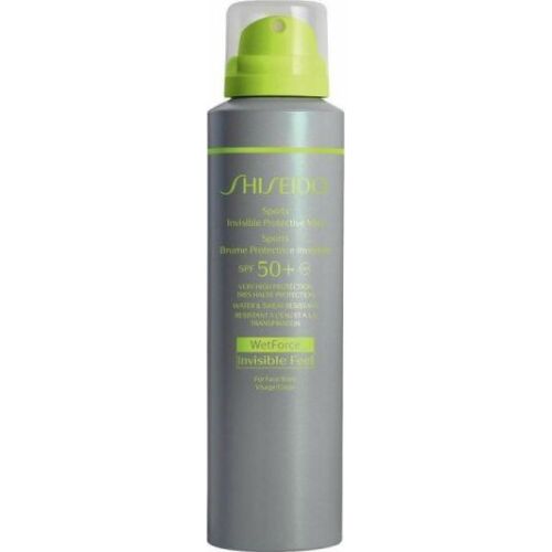 SHISEIDO Sport BB Invisible Protective Mist SPF50+ napozó spray arcra és testre, 150 ml, szürke flakon lime zöld kupakkal - Napozószer