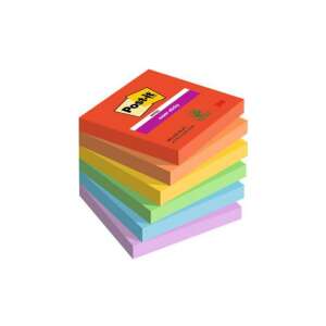 3M Post-it Super Sticky Notatniki samoprzylepne, 76x76 mm, 6x90 arkuszy, różne kolory - Notatnik