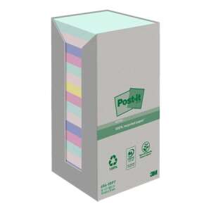 3M Post-it® Notatki z recyklingu, 76x76 mm, 16x100 arkuszy, różne kolory pastelowe - Notatnik