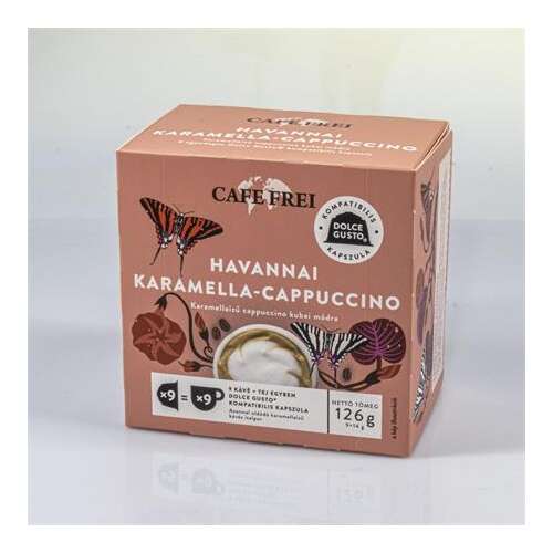 CAFE FREI Kávékapszula, Dolce Gusto kompatibilis, 9 db, CAFE FREI "Havannai karamella-cappuccino"
