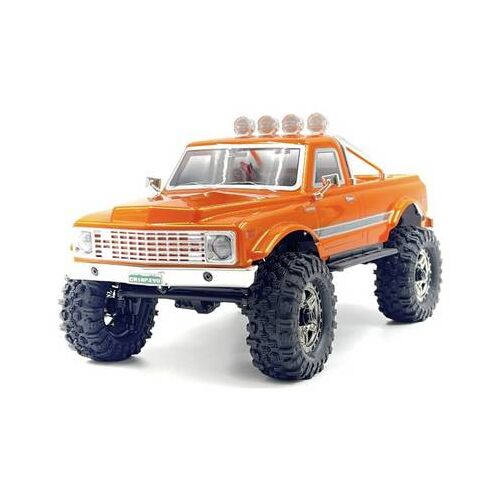 Hobby Plus 1:18 Crawler CR18P EVO-V2 Convoy szénkefés RC modellautó narancssárga színben, 4WD 2.4 GHz, szögből nézve - Távirányítós jármű