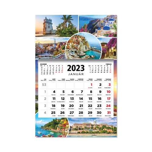 TOPTIMER Wandkalender 2023, Städte, 3 Monate, 1 Block, Januar, Februar, März