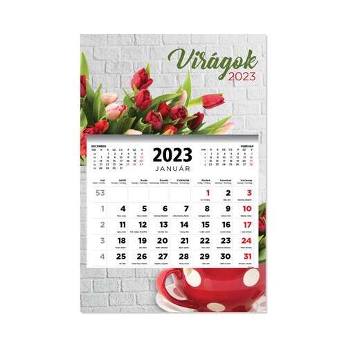 TOPTIMER 2023 Kalender, Blumen, 3-Monats-Wandkalender