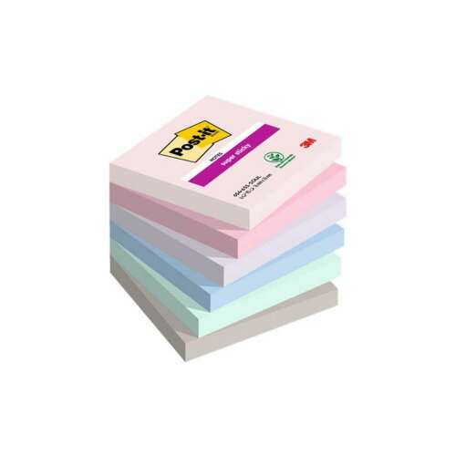 3M POSTIT Self-adhesive notepad, 76x76 mm, 6x90 sheets, 3M POSTIT "Super Sticky Soulful", mixed colours