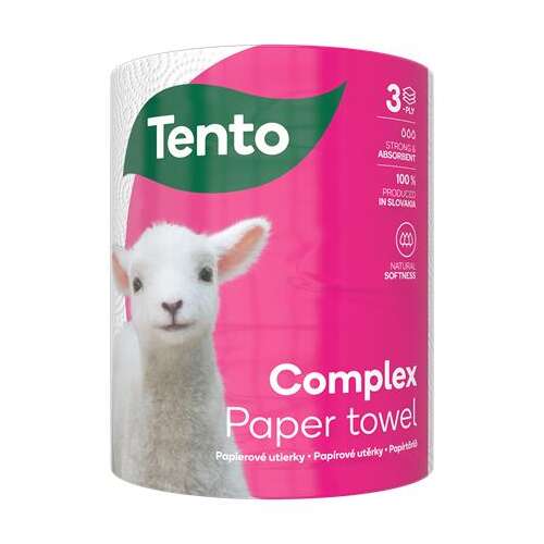 TENTO Complex Paper Towel, 3-ply, 220 sheets, white, roll, kitchen, cleaning, absorbent