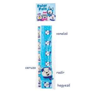 Sada písacích potrieb BakerRoss Polar Pals s zimným motívom, 4 diely, vrátane pravítka, ceruzky, gumy a strúhadla - Papiernické súpravy
