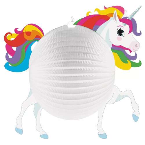 Lămpi de hârtie albe cu design de unicorn, 25 cm