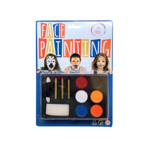 Face painting kit with 6 colors, oil based, includes sponges, brushes and stencils