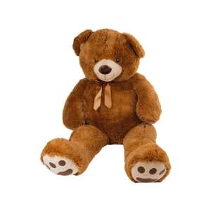 Large brown teddy bear plush toy, 110 cm, sitting, with a bow tie - Plush Toy