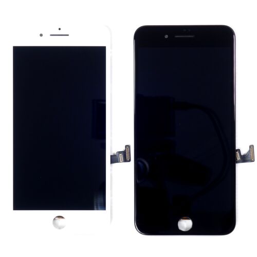 iPhone 8 Plus LCD kijelző és érintőképernyő digitalizáló egység fehér és fekete színben, elölnézet, képernyő cseréhez és javításhoz 