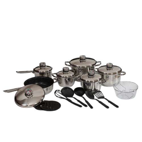 Bachmayer 20db-os inox indukciós Edénykészlet márványos serpenyővel