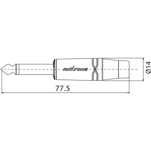 6,3 mm-es mono jack dugó Roxtone RJ2PP-BK-NN 175808222 - Elektromos és hálózati csatlakozó