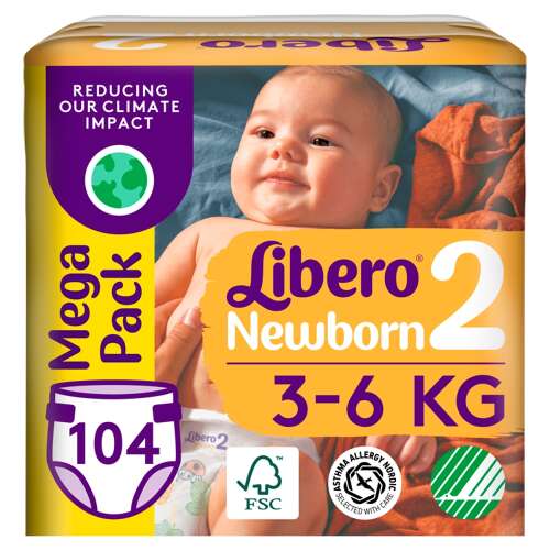 Libero Newborn Mega Pack de scutece pentru nou-născuți 3-6kg Mini 2 (104 bucăți)