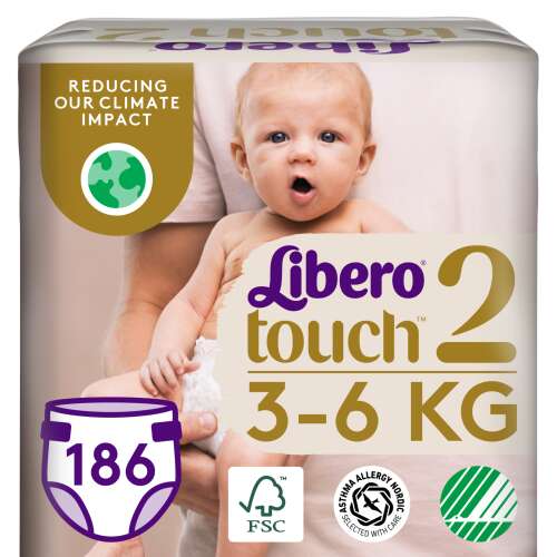 Libero Touch Jumbo mesačné balenie plienok 3-6kg Novorodenec 2 (186ks)