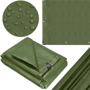 Green waterproof tarp, 6x8m, 120g/m², UV protection, collage - Garden