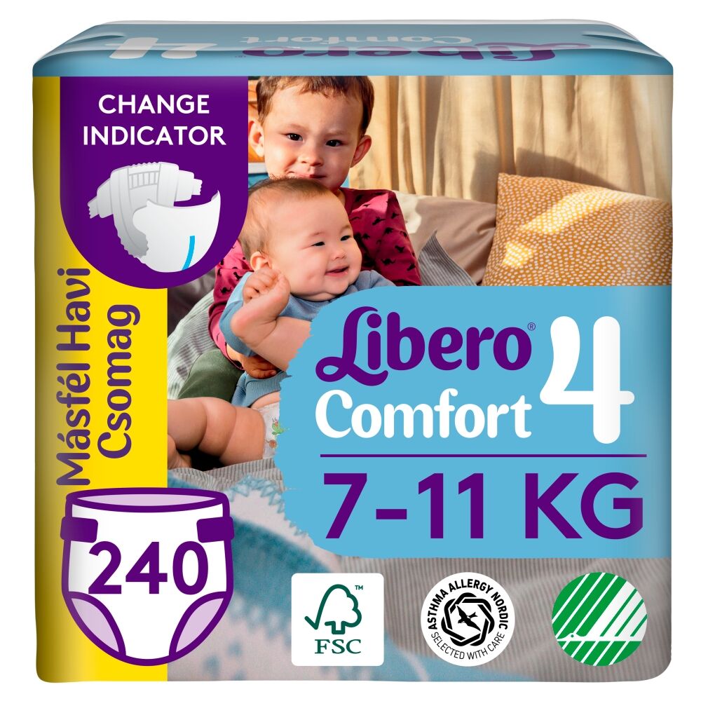 Libero Comfort másfél havi Pelenkacsomag 7-11kg Maxi 4 (240db)