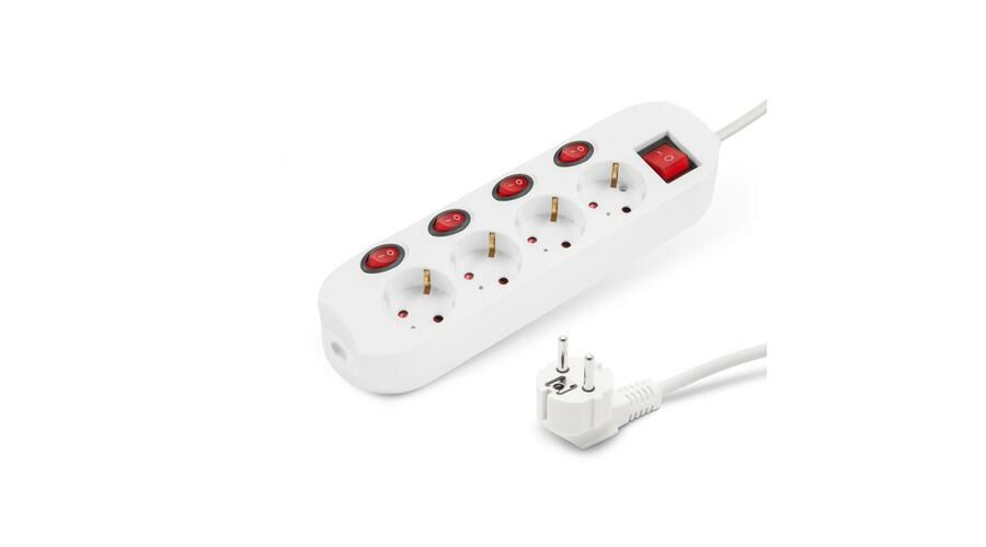 Distribuitor 4 - cu întrerupător 4+1 - 250 V • 16 A - 1,5 m