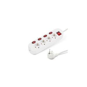 4-socket power strip with individual switches and 1.5m cable - Delight Power Strip
