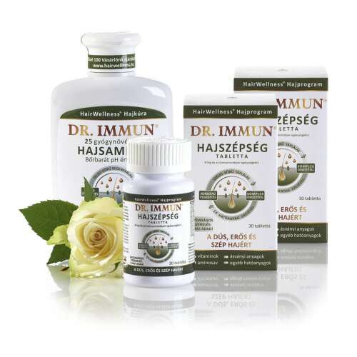 Dr. Immun Hajszépség Vitamin Komplex csomag, tartalmaz 2 db haj szépség vitamin és 1 db haj sampon