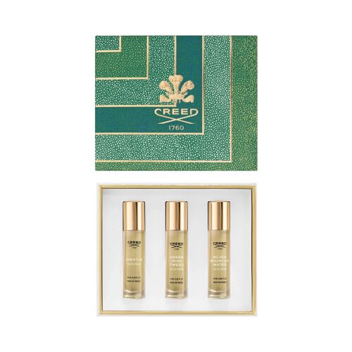 Creed Aventus, Green Irish Tweed, Silver Mountain Water férfi parfüm szett, 3x10ml eau de parfum luxus zöld és arany csomagolásban - Férfi parfüm szett