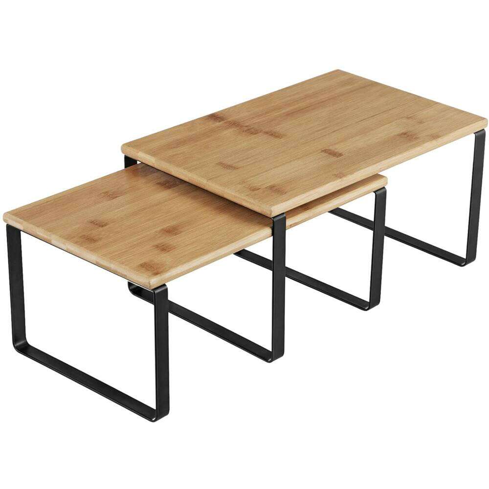 SONGMICS Fém és Bambusz Polcrendszer, Egymásra rakható polcok