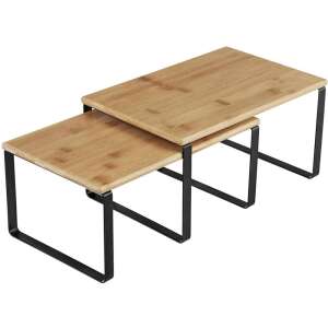 SONGMICS Fém és Bambusz Polcrendszer, Egymásra rakható polcok