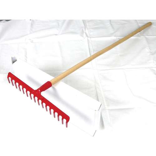 18 fogú kerti gereblye, vörös fém fej, fa nyél