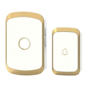 AG79F Wireless Doorbell White and Gold, doorbell with button and receiver - Doorbell, Chime Bell