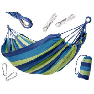 Dupla függőágy 200x150 megerősített kék+ rögzítő készlet