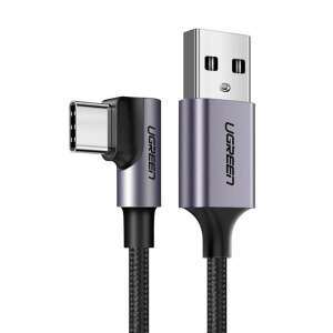 UGREEN US284 3A 3m USB-C to USB-A Right Angle Cable, Black - Computers and Accessory