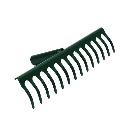 Zöld 16 fogú gereblye, 410 mm széles, kertészkedéshez és szintezéshez