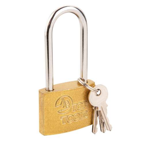 Top Tools 50mm padlock with long shackle and 2 keys