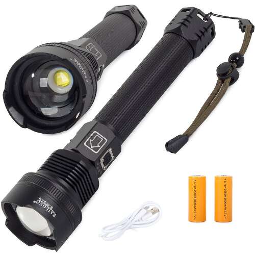 Bailong P516-P70 újratölthető zseblámpa zoommal, CREE XHP70 LED, 26650 akkumulátorok, USB töltőkábel