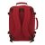 CabinZero Classic 36L London piros hátizsák, hátulnézet, fehér háttéren, párnázott állítható vállpántokkal